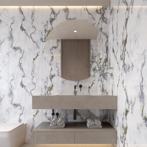 Marble Contact Paper Gray Textured Self-Adhesive PVC Removable Wallpaper for Bathroom Kitchen Countertops Cabinets Furniture (15.7 X 78.7 in Gloss...