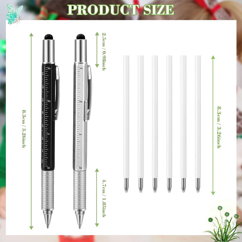 40 Pieces 6 in 1 Ballpoint Pen Multi-function Screwdriver Pen Multi-tool Pen with Ruler Level Gauge and 40 Pieces Black Ink Refills...