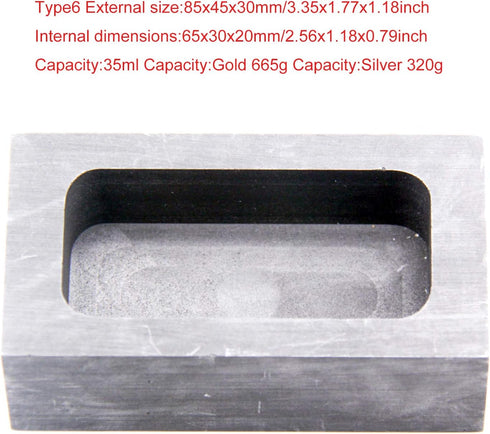 Graphite Ingot Mold, High Purity Refining Graphite, Melting Casting Mould for Gold Silver Aluminum Copper Brass Zinc Plumbum and Alloy Metals (3.3...