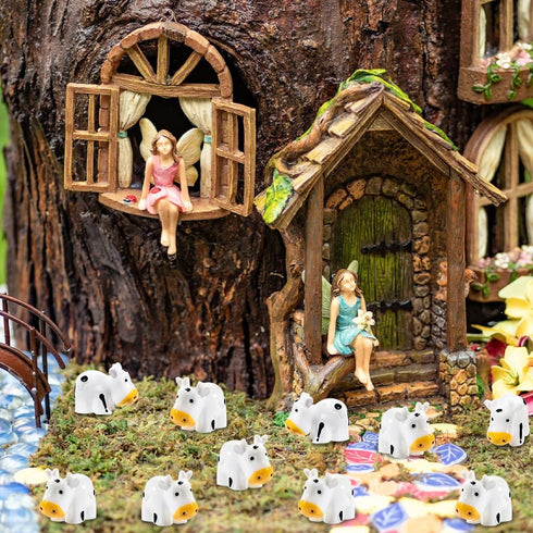 60pcs Mini Resin Cows Tiny Cows Figures for Fairy Garden Dollhouse Decoration Cute Miniature Animals Figurines Ornament for Moss Landscape DIY Cra...