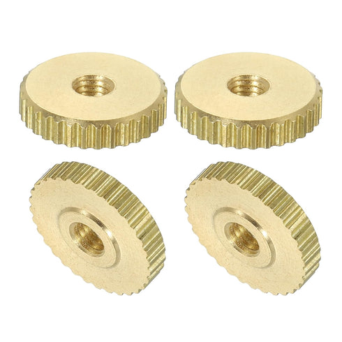 uxcell Knurled Thumb Nuts, 4Pcs M3 x D11mm x H2.5mm Brass Flat Head Through Hole with Collar Flat Head Through Hole Round Knobs Fasteners for 3D P...