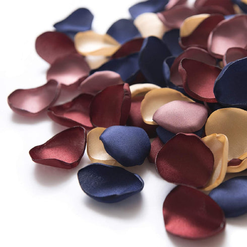 Ling's Moment Rose Petals, Silk Flower Petals for Wedding/Aisle/Flower Girl Baskets/Table Centerpiece Décor,etc.Burgundy Navy Gold 400pcs...