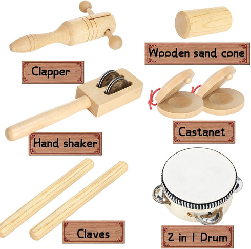 Ehome Toddlers Musical Instruments, Wooden Percussion Kids Baby Musical Instruments, Montessori Musical Toys Set for Kids Childrens Preschool Educ...