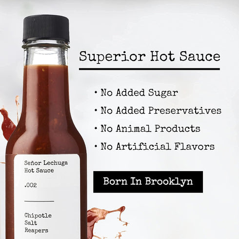 Señor Lechuga Hot Sauce – Hot Sauce Made from Carolina Reaper Peppers and Habanero Pepper – .002 Chipotle, Salt, Reaper...