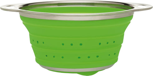 HIC Kitchen Collapsible Colander, Silicone and 18/8 Stainless Steel, 1.5-Quart...