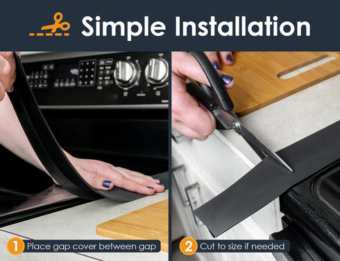 Linda’s Essentials Silicone Stove Gap Covers (2 Pack), Heat Resistant Oven Gap Filler Seals Spaces Between Stovetop and Counter, Easy to Clean Sto...