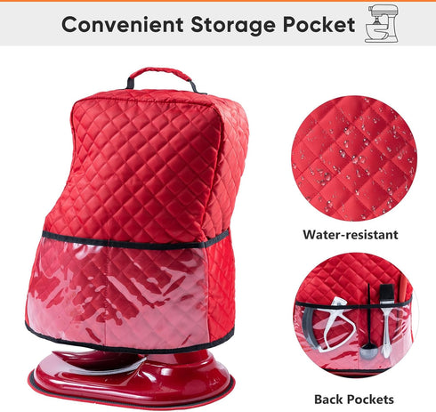 BAGSPRITE Stand Mixer Cover with Appliance Sliders Compatible with KitchenAid Mixer 6/7/8 Quart with Pockets for Kitchen Aid Accessories and Attac...