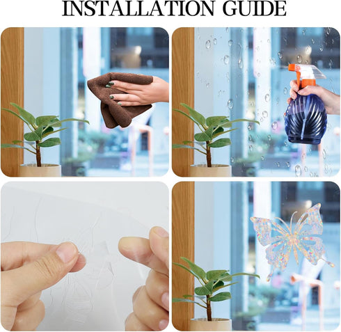 32PCS Butterfly Window Clings - Anti-Collision Window Decals to Save Birds from Window Collisions,Non Adhesive Prismatic Vinyl Window Clings, Rain...