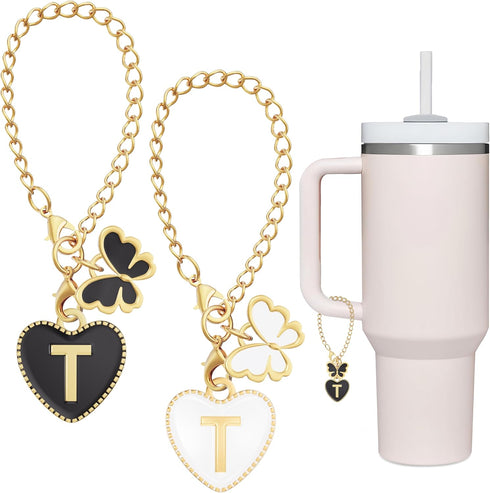 Butterfly Letter Charms for Stanley Cup Accessories, 2PCS Name ID Letter Handle Charms for Stanley Tumbler, Initial Identification Charms for Stan...