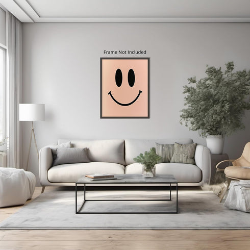 Posterizer 1 pcs-pastel pink happy face smiley poster-Abstract & Modern Art-Comedy Art-Gift for Daughter, Son, Kids- unframed wall art...