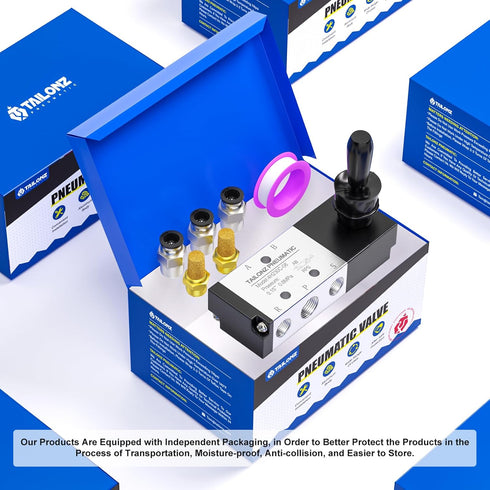 TAILONZ PNEUMATIC 1/4"NPT 5 Way 3 Position Air Hand Lever Operated Valve Pneumatic Solenoid Valve Manual Control Push-Pull 4H230-08C...