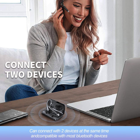 Bluetooth Headset,Wireless Bluetooth Earpiece with 500mAh Charging Case 80 Hours Talking Time?V5.1 Hands-Free Earphones with Built-in Mic for Driv...