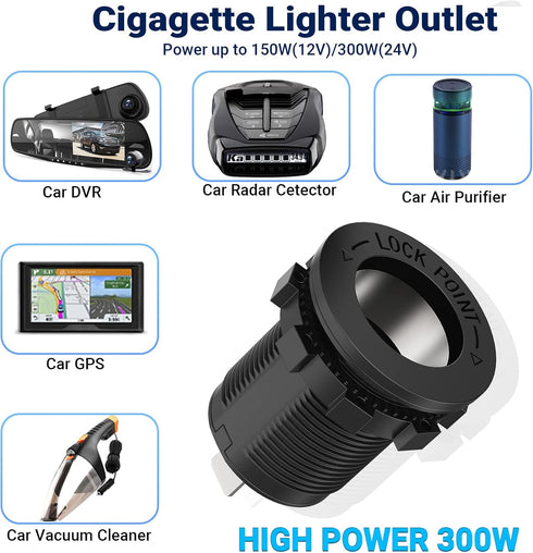 Cigarette Lighter Socket Outlet Qidoe 12V USB Outlet Car Charger Socket Panel 65W PD for Laptop & 18W QC3.0 Waterproof USB Power Outlet Adapter fo...