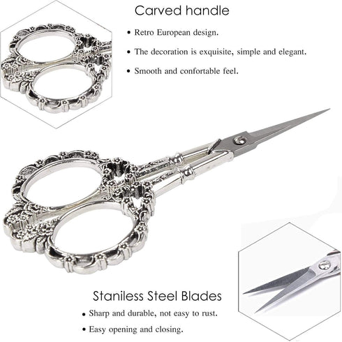 BIHRTC Plum Blossom Scissors - 4.5 Inch Small Sewing Scissors, European Style, Stainless Steel, Ideal for Cross Stitch, Embroidery & Crafting...