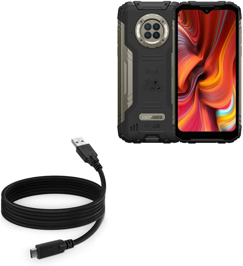 BoxWave Cable Compatible with Doogee S96 Pro - DirectSync - USB 3.0 A to USB 3.1 Type C, USB C Charge and Sync Cable - 6ft - Black...