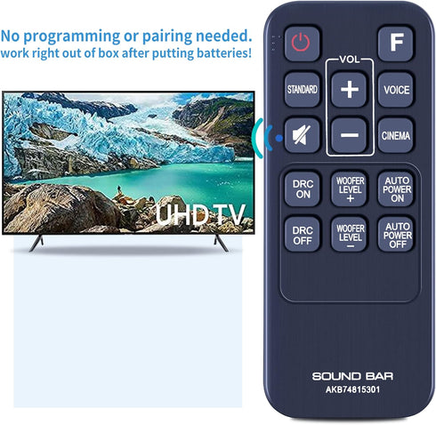 New AKB74815301 Replacement Remote Control for LG Soundbar S55A3-D LAS454B LAS485B LAS453B S45A1-D SH3B SH3K SJ4Y SPH3B-W SPH4B-W Sound Bar......