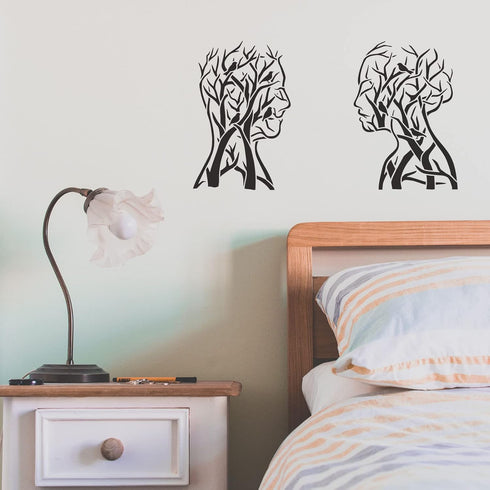 FINGERINSPIRE 2PCS Tree of Life Stencil 11.7x8.3 inch Man Woman Painting Stencil Branch Bird Craft Stencils Human Shape Tree Stencil Template for ...