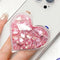 Cute Heart-Shaped Expanding Phone Grip - Pink Quicksand Glitter Collapsible Phone Mount Holder Stand for Girls Women, Lovely Phone Charm and Acces...