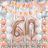 Happy 60th Birthday Decorations for Woman-Complete 60 Party Decor-Rose Gold 60th Birthday Balloons Kit for Women with 40" Giant 60 Number Balloon...
