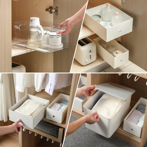 4 PCS Pull out Rail for Baskets or Bins.Storage and Organization Accessories for Cabinet,Shelves.DIY Drawer Organizers Slides...