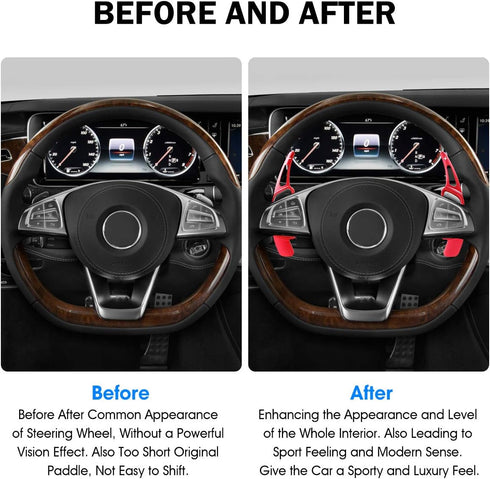 Partol Paddle Shifter Extensions For Mercedes Benz, Aluminum Metal Car Steering Wheel Shift Blades Fit Benz A B C CLA CLS E G GL GLA GLC GLE GLS M...