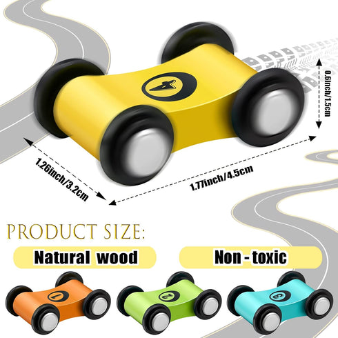 10 Pieces Wooden Mini Car Wooden Car Ramp Race Track Toys for Aged Over 3 Years Old, Wooden Car Ramp Racer Toy Replacement Vehicle Set Race Car Pa...