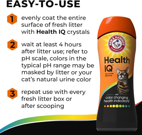 ARM & HAMMER Health IQ Cat Litter Additive, with Color Changing Health Indicators, Works with Most Litter, 10 oz...