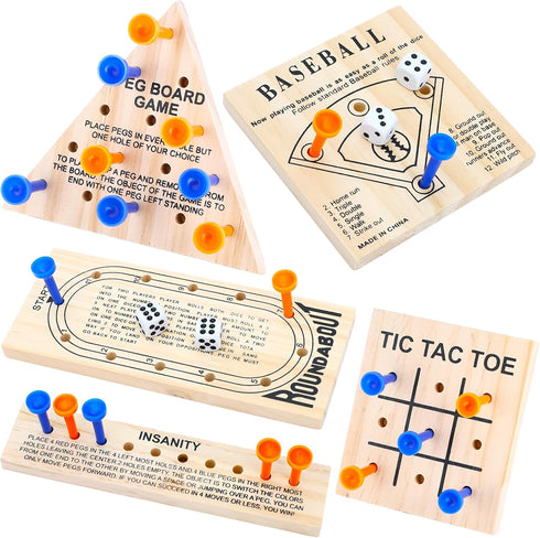 ONEST 5 Packs Wooden Peg Board Game Wooden Board Game Family Board Game Toy Birthday Party Favors Classic Educational Toy for Teens and Adults...