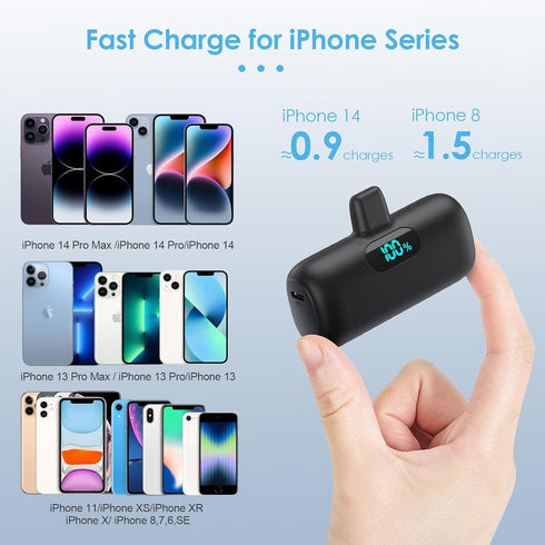 Small Portable Charger for iPhone,Upgraded 5000mAh PD Fast Charging Power Bank,Mini Battery Pack Backup Charger Compatible with iPhone 14/14 Pro M...