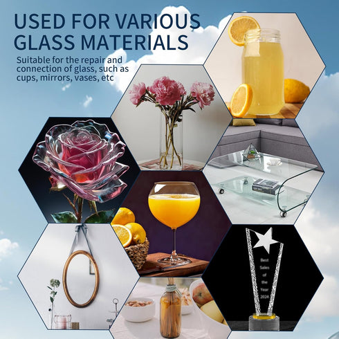 2Pack 50g Glass Glue, Super Instant Clear Glue, Weatherproof Adhesive Glue for Glass Repair, Mirrors, Jewelry, DIY, Dishwasher Safe, Dries Clear &...