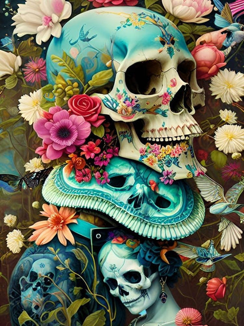 MOOMOH 5D Diamond Painting Kits for Adults - Diamond Art Kits for Adults Beginner,DIY Flowers Skull Round Full Drill Paintings with Diamonds Gem A...