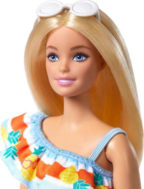 Barbie Loves the Ocean Doll, Blonde with Floral Sundress and Accessories, Doll and Clothes Made from Recycled Plastics...