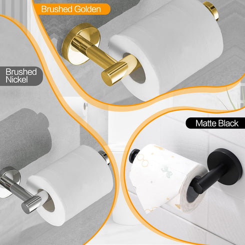 Toilet Paper Holder, SUS304 Stainless Steel Toilet Paper Holders, Toilet Paper Holder Wall Mounted for Bathroom, Washroom, Kitchen(1pcs Brushed Go...