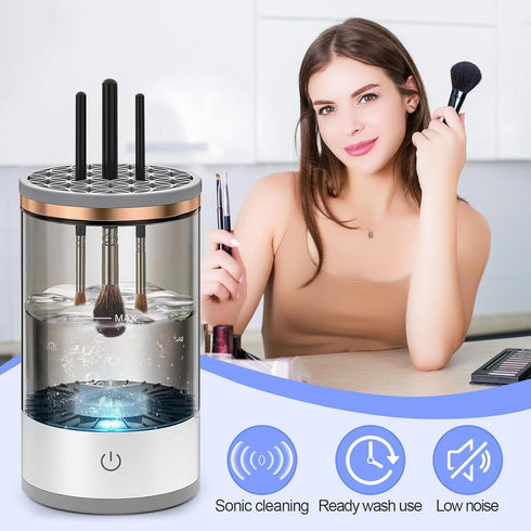 Electric Makeup Brush Cleaner Machine | 2024 Upgrade Cosmetic Brush Cleaner | Automatic Make Up Brush Cleaner Spinner | Deep Cleaning Sonic Techno...