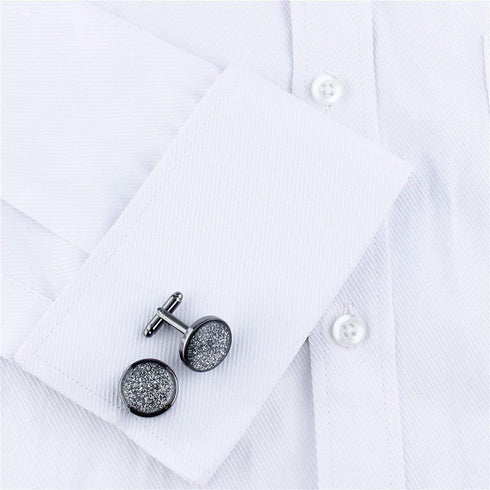 Diamond Dust Black Cufflinks for Mens Tuxedo Shirts - Business Gift Wedding Party Accessories…...