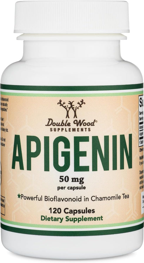 Apigenin Supplement - 50mg per Capsule, 120 Count (Powerful Bioflavonoid Found in Chamomile Tea for Relaxation, Sleep, and Mood) Senolytic Flavono...