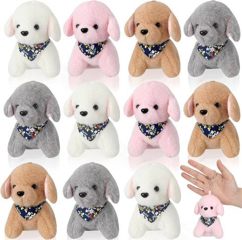 12 Pcs Dog Plush Keychain Bulk 5 Inch Small Dog Stuffed Animal Toy Kawaii Cute Puppy Plush Keychain for Backpack Birthday Party Favor Wedding Baby...