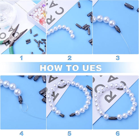 50pcs Gun Black Screw Twist Clasps Brass Barrel Tube Fastener Cord End Caps Jewelry Clasps Decorative Accessories for DIY Bracelet Necklace Craft ...