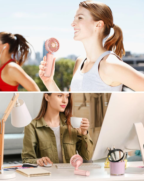FrSara Mini Handheld Fan Rechargeable, Small Folding Fan Upgraded Wind Power, 3-Speed, 2000mAh Long Battery Life, Power Bank, Quiet, Portable, Sui...