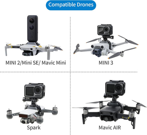 Hanatora Camera Expansion Mount Holder with Adapter for DJI Mini 2/Mini 3/Mini SE/Mavic Mini/Mavic Air/Spark Drone,Sports Cameras Connector Bracke...