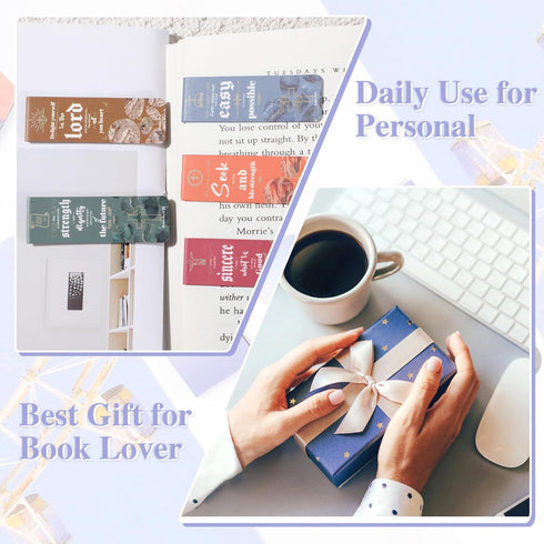 48 Pcs Bible Verses Magnetic Bookmarks, 24 Styles Christian Magnet Book Markers Motivational Encouraging Magnetic Page Clip for Women Men School O...