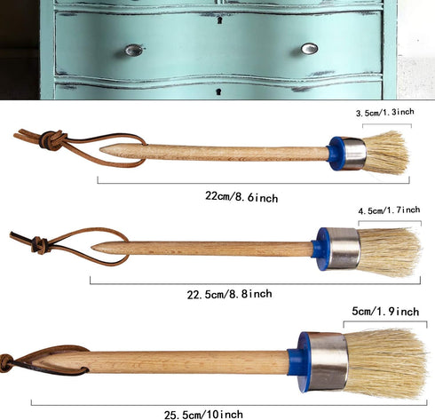 Chalk Paint Brush Set – 3 Pcs Chalk Paint for Furniture Natural Bristle Painting & Waxing Brushes, Painting Stencil, DIY Furniture, Home Decor, Ca...