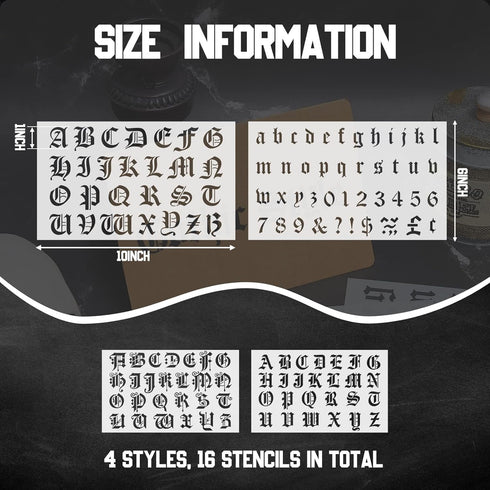 8 Pieces Lettering Stencils Calligraphy Letter Stencils Gothic Font Stencil Templates Alphabet Number Templates Plastic Number Drawing Painting St...