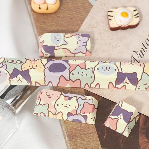 4 Keys PBT Keycaps Cute Cats Keycaps Dye Sublimation Cherry Profile Keycaps with Puller for Cherry Mx Gateron Kailh Switch Mechanical Keyboard...