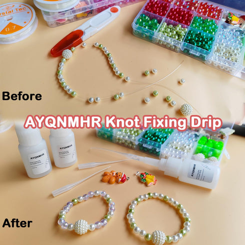 3PCS Professional Bracelet Kont Fixing Drip for Elastic String, Keep Bracelet String Knot Stay Tied for DIY Craft Jewelry Making Kit...