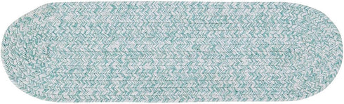 Super Area Rugs Farmhouse Braided Rug Cotton Kitchen Reversible Carpet Turquoise & White, 8" X 28" - Single Stair Tread...