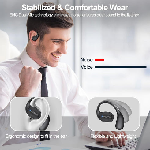 2024 Upgrade Bluetooth 5.4 Headphones Bass Stereo Wireless Earbuds Open Ear Headphones with ENC Mic IPX7 Waterproof Bluetooth Earbuds Over Ear Bud...