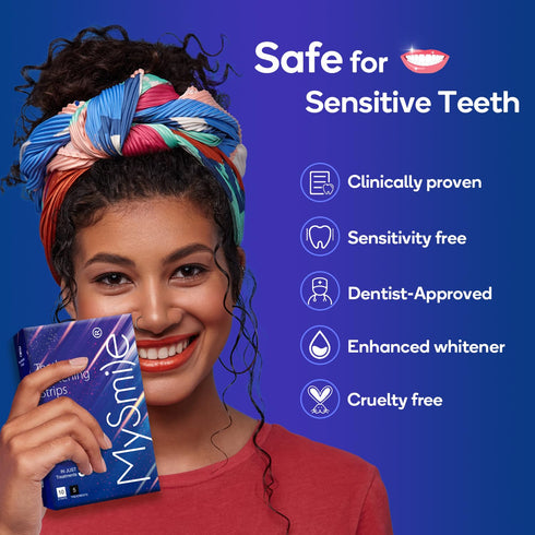 MySmile Advanced Teeth Whitening Strips - Non-Sensitive Formulated 5X Plus Whitening Results, Safe for Enamel - 10 Whitening Strips Dental Stain R...
