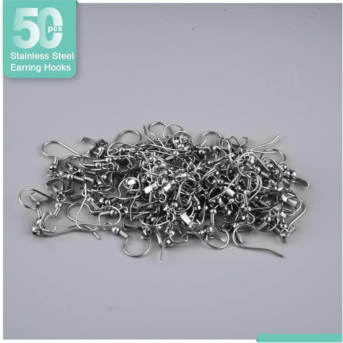 Earring Hooks 50PCS/25Pairs, Stainless Steel Ear Wires Fish Hooks, Hypo-allergenic Jewelry Findings Parts for DIY Jewelry Making...