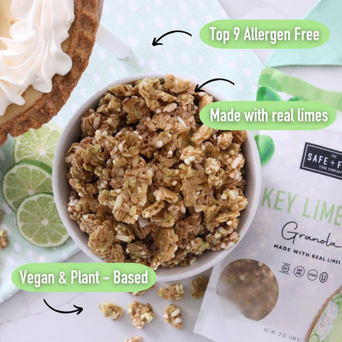 Safe + Fair Key Lime Pie Granola - Gluten-Free, Dairy Free and Vegan Breakfast, Snack or Dessert - Free From Top 9 Allergens, Trans Fat and Artifi...